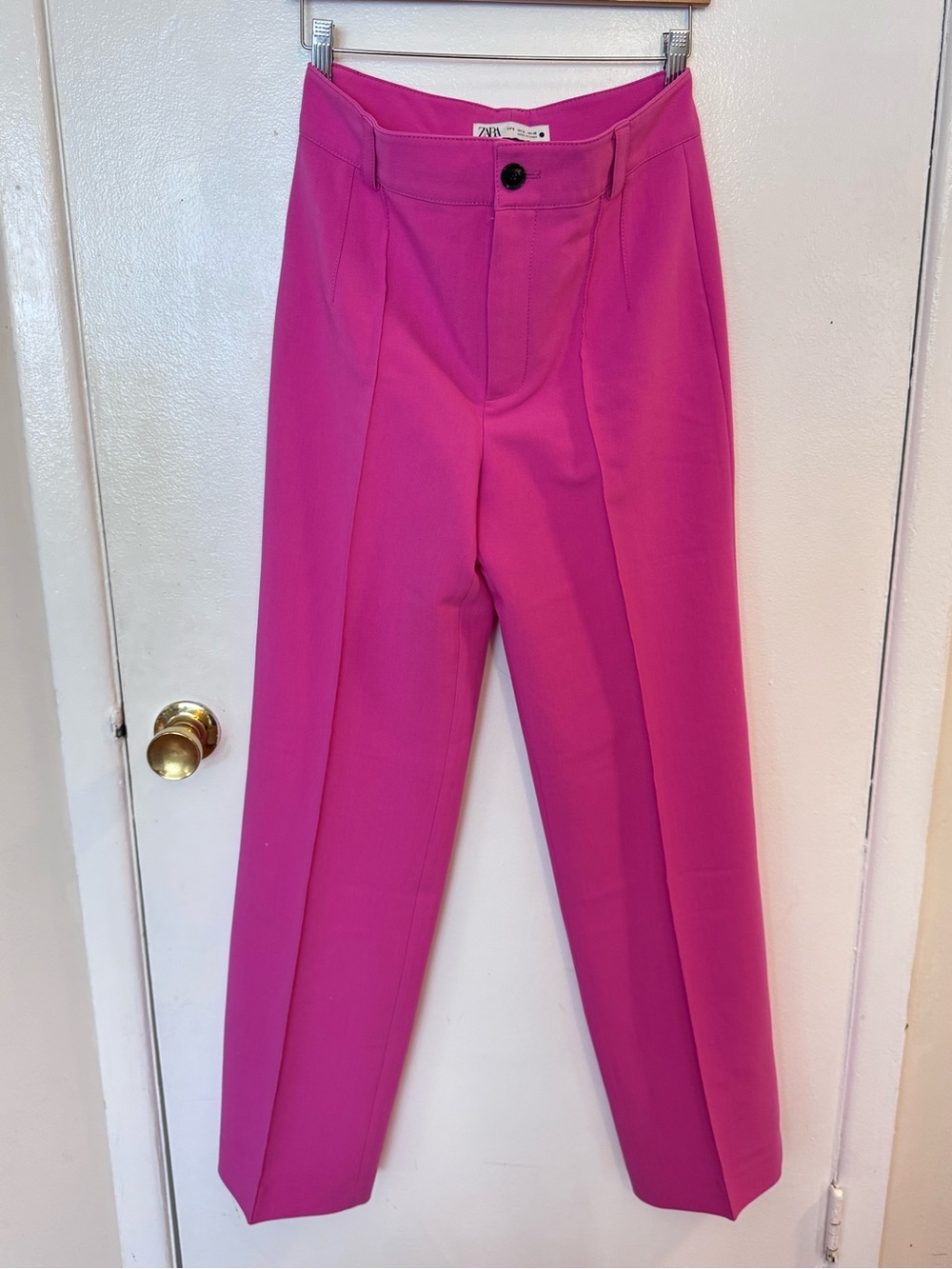 Zara Fuchsia High-Rise, Straight leg, Tailored Trousers
